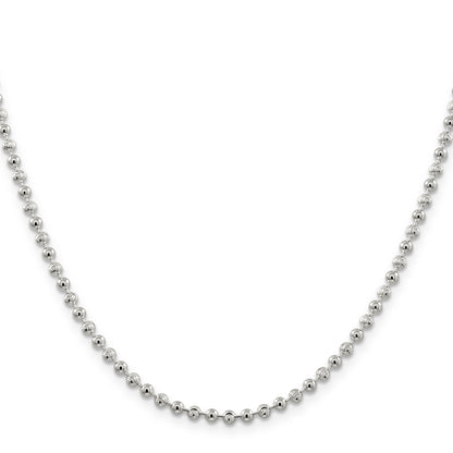 20 Inch Sterling Silver 3mm Fancy Beaded Chain Necklace