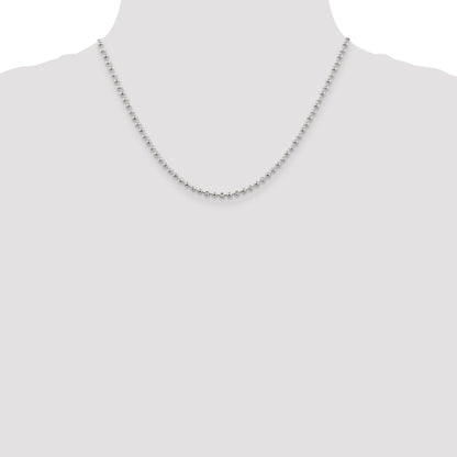 18 Inch Sterling Silver 3mm Fancy Beaded Chain Necklace