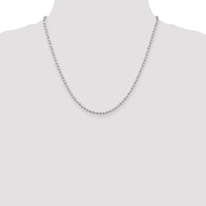 20 Inch Sterling Silver 3mm Fancy Beaded Chain Necklace