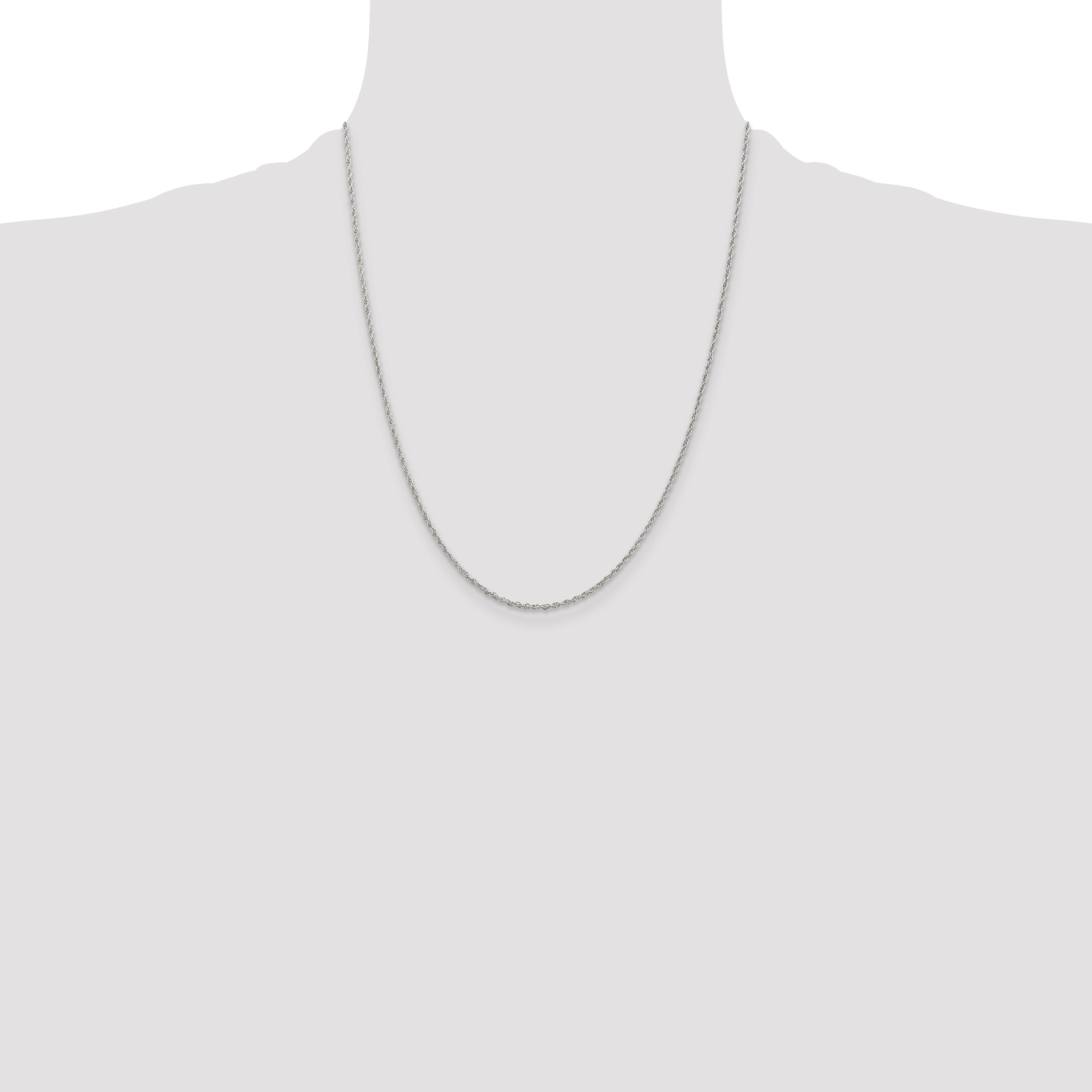 22 Inch Sterling Silver 1.6mm Loose Rope Chain Necklace