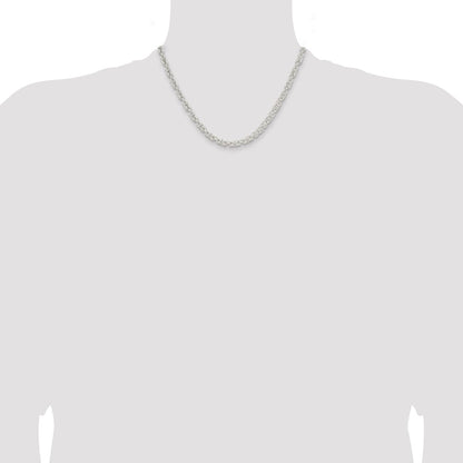 18 Inch Sterling Silver 4.75mm Rounded Byzantine Chain Necklace