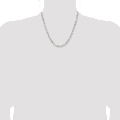 20 Inch Sterling Silver 4.75mm Rounded Byzantine Chain Necklace
