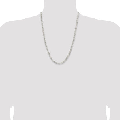 24 Inch Sterling Silver 4.75mm Rounded Byzantine Chain Necklace