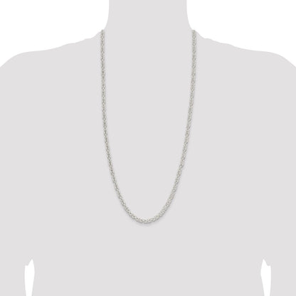 30 Inch Sterling Silver 4.75mm Rounded Byzantine Chain Necklace