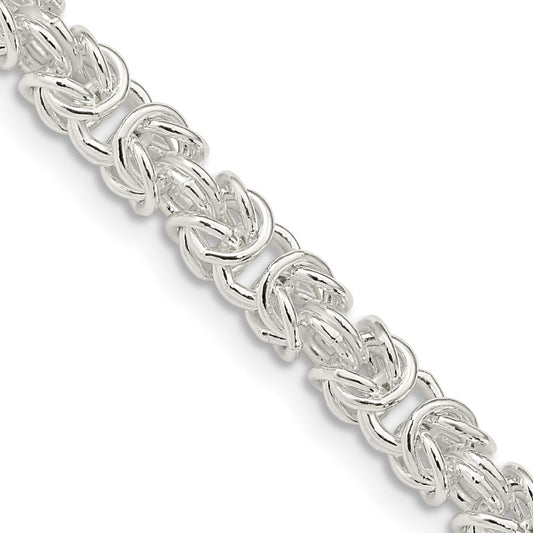 30 Inch Sterling Silver 4.75mm Rounded Byzantine Chain Necklace