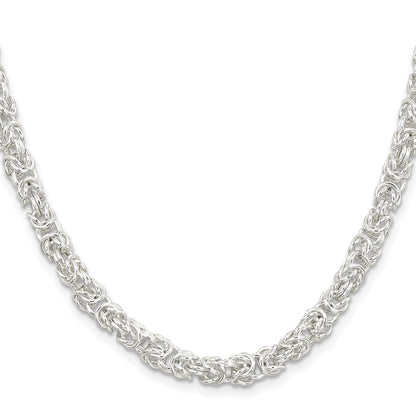18 Inch Sterling Silver 5.5mm Rounded Byzantine Chain Necklace
