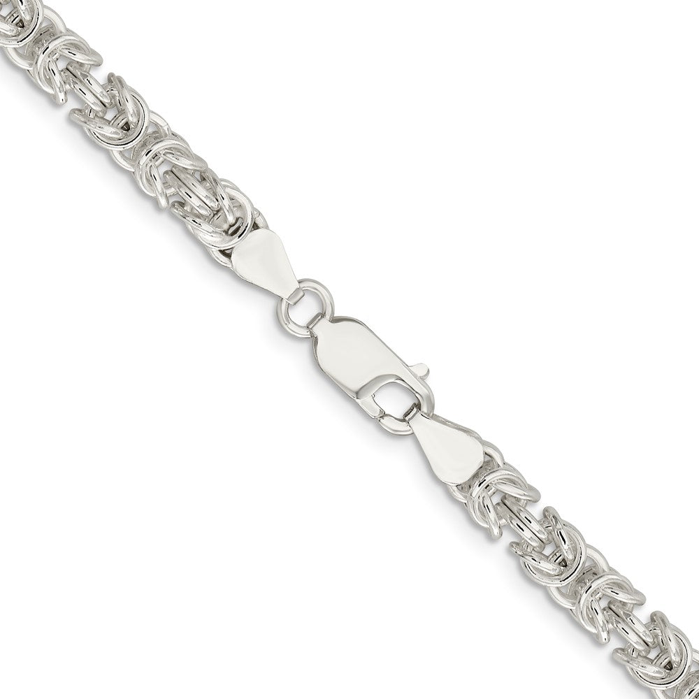 24 Inch Sterling Silver 5.5mm Rounded Byzantine Chain Necklace