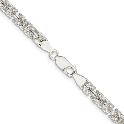 24 Inch Sterling Silver 5.5mm Rounded Byzantine Chain Necklace