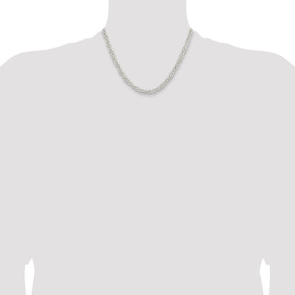 18 Inch Sterling Silver 5.5mm Rounded Byzantine Chain Necklace