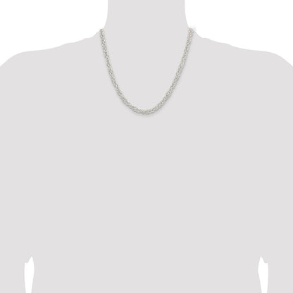 20 Inch Sterling Silver 5.5mm Rounded Byzantine Chain Necklace