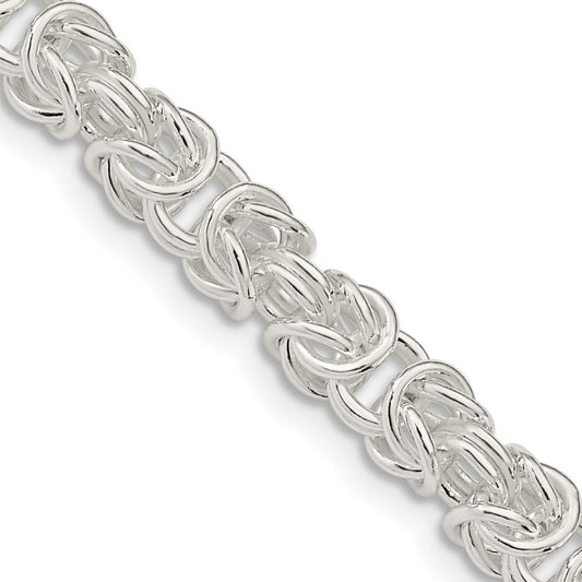 24 Inch Sterling Silver 5.5mm Rounded Byzantine Chain Necklace