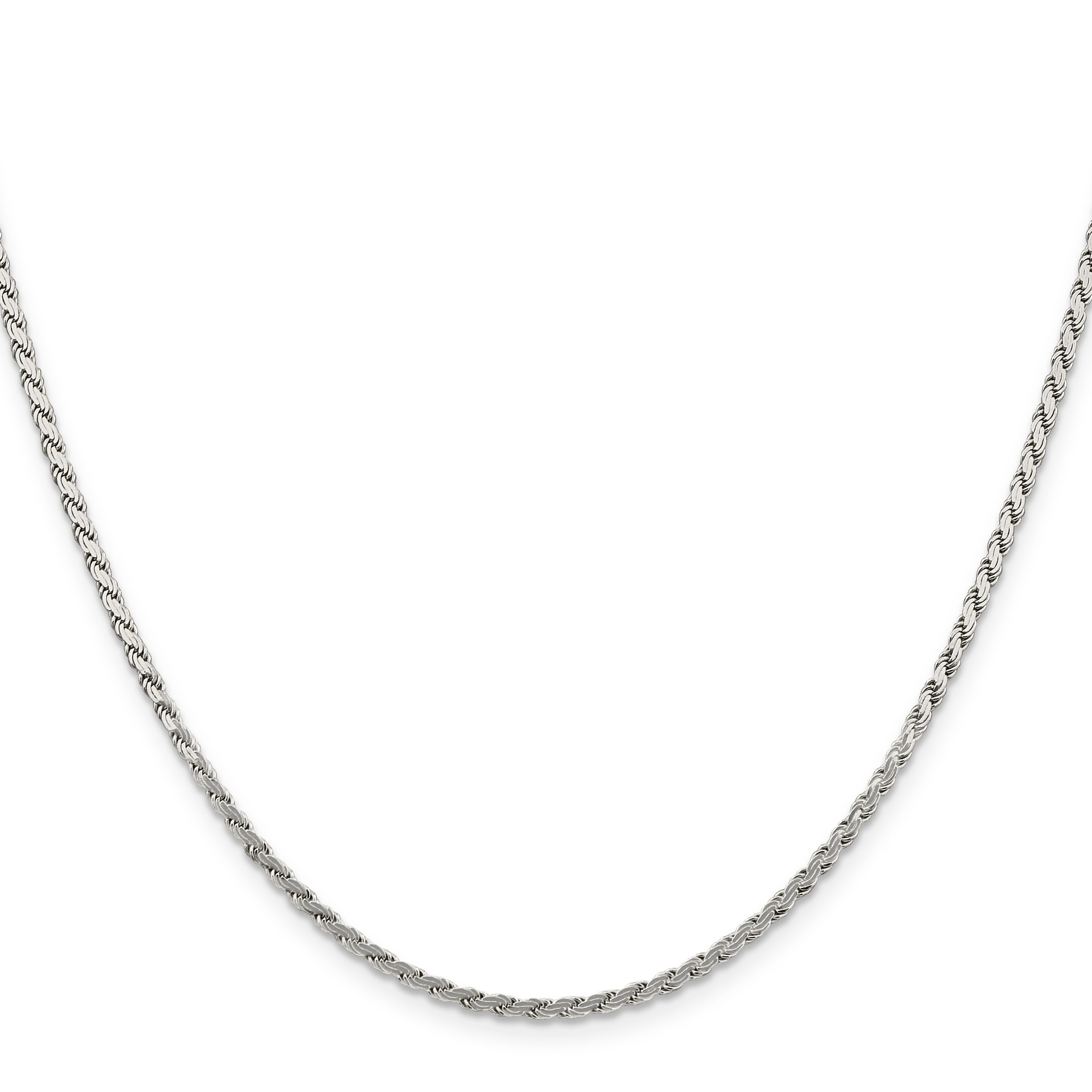 Sterling Silver 2.25mm Flat Rope Chain Necklace