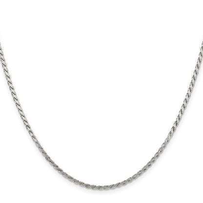24 Inch Sterling Silver 2.25mm Flat Rope Chain Necklace
