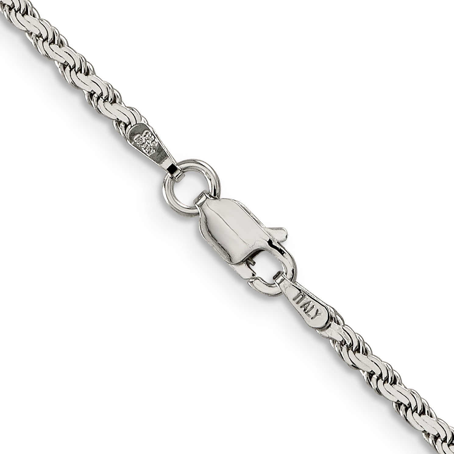 Sterling Silver 2.25mm Flat Rope Chain Necklace