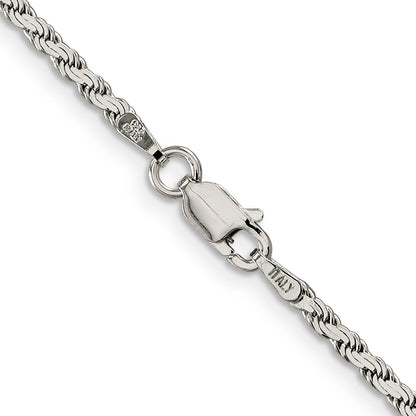 Sterling Silver 2.25mm Flat Rope Chain Necklace