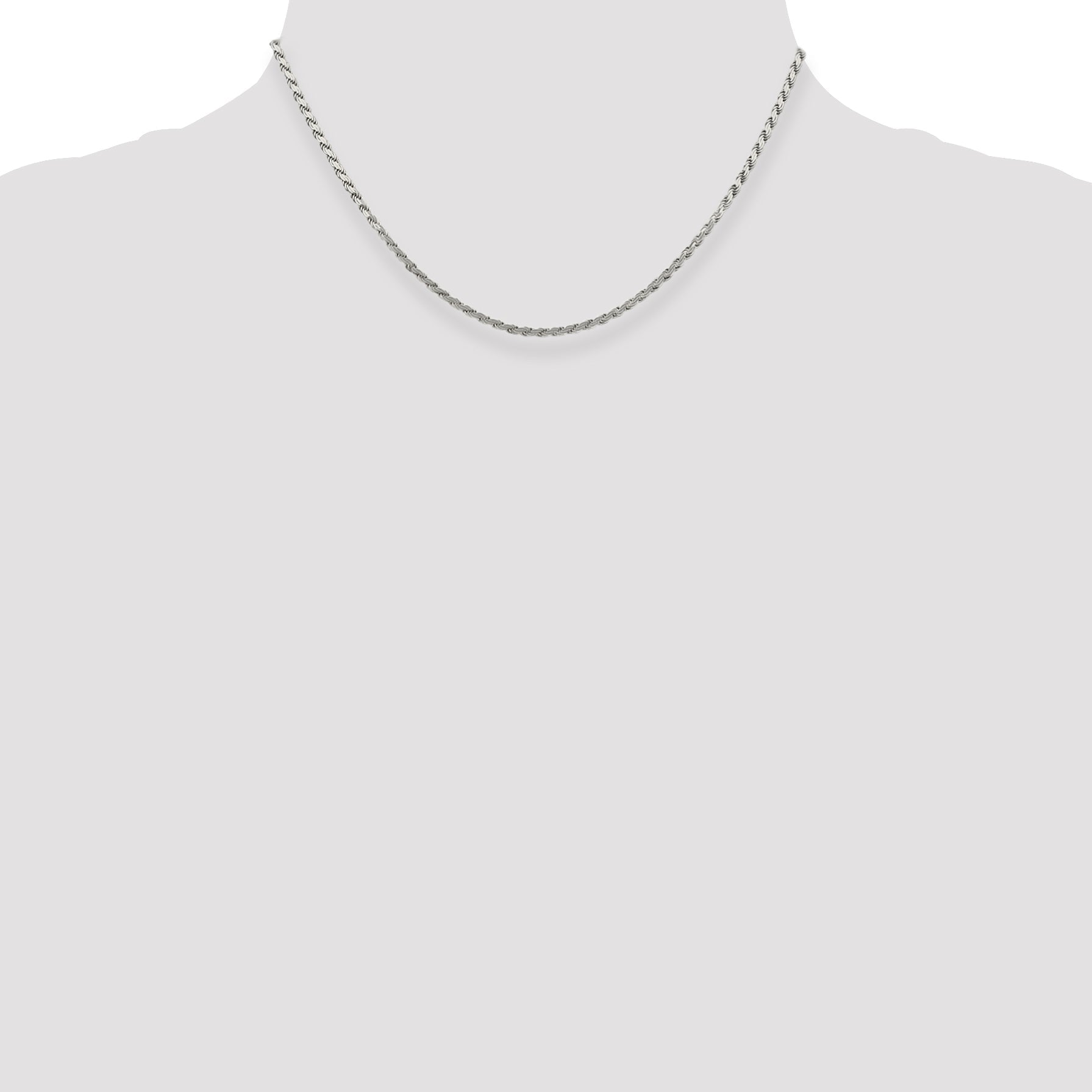 Sterling Silver 2.25mm Flat Rope Chain Necklace