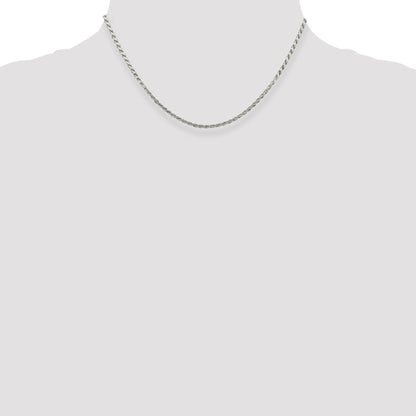 Sterling Silver 2.25mm Flat Rope Chain Necklace