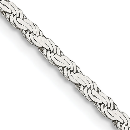 Sterling Silver 2.25mm Flat Rope Chain Necklace