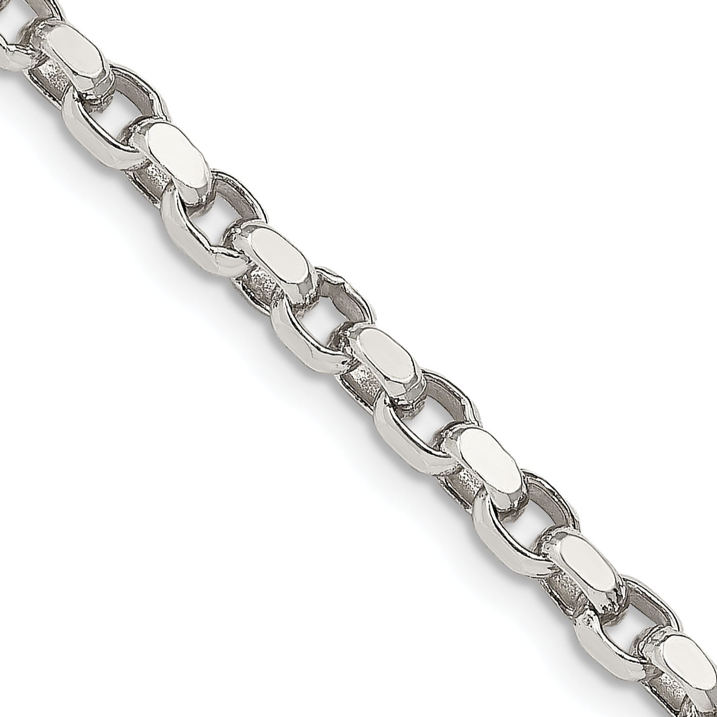 24 Inch Sterling Silver 3.5mm Diamond-Cut Rolo Chain Necklace (QFC51-24 ...