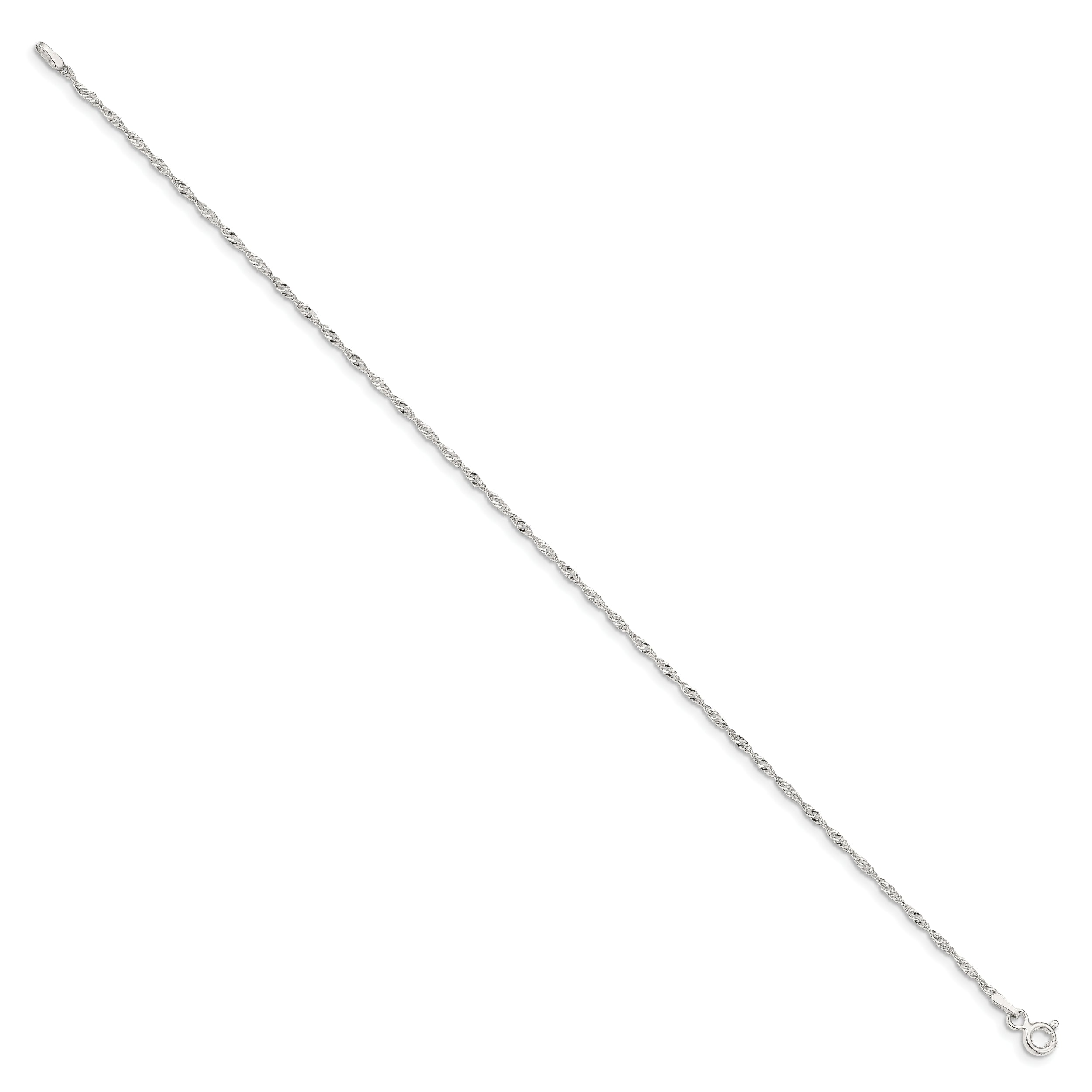 9 Inch Sterling Silver 1.4mm Singapore Chain Anklet