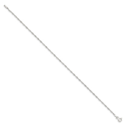 9 Inch Sterling Silver 1.4mm Singapore Chain Anklet