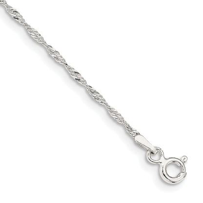 9 Inch Sterling Silver 1.4mm Singapore Chain Anklet