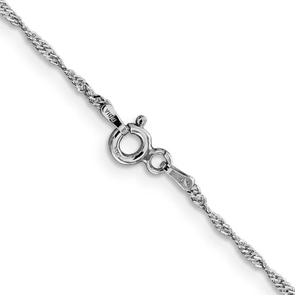 16 Inch Sterling Silver Rhodium-Plated 1.4mm Singapore Chain Necklace