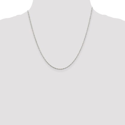 20 Inch Sterling Silver Rhodium-Plated 1.4mm Singapore Chain Necklace