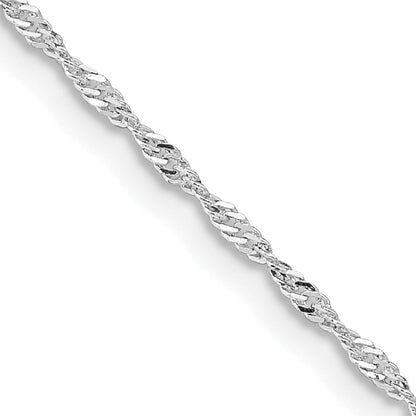16 Inch Sterling Silver Rhodium-Plated 1.4mm Singapore Chain Necklace