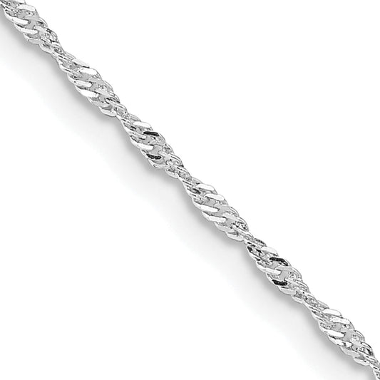 16 Inch Sterling Silver Rhodium-Plated 1.4mm Singapore Chain Necklace