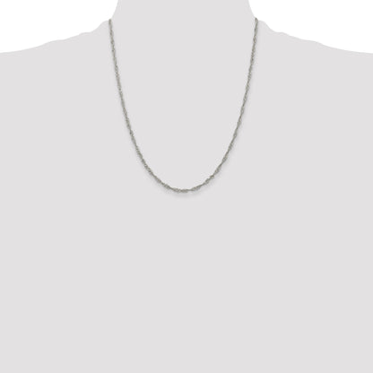 22 Inch Sterling Silver 2.25mm Singapore Chain Necklace