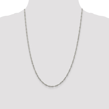 24 Inch Sterling Silver 2.25mm Singapore Chain Necklace