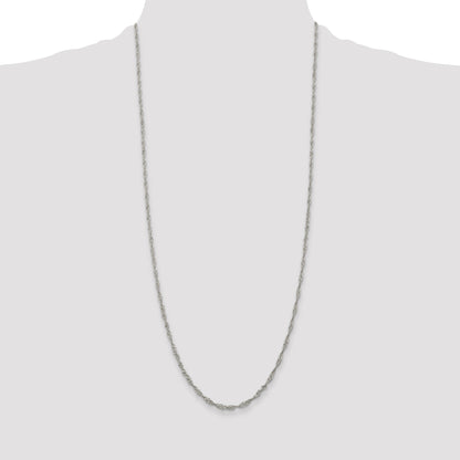 30 Inch Sterling Silver 2.25mm Singapore Chain Necklace