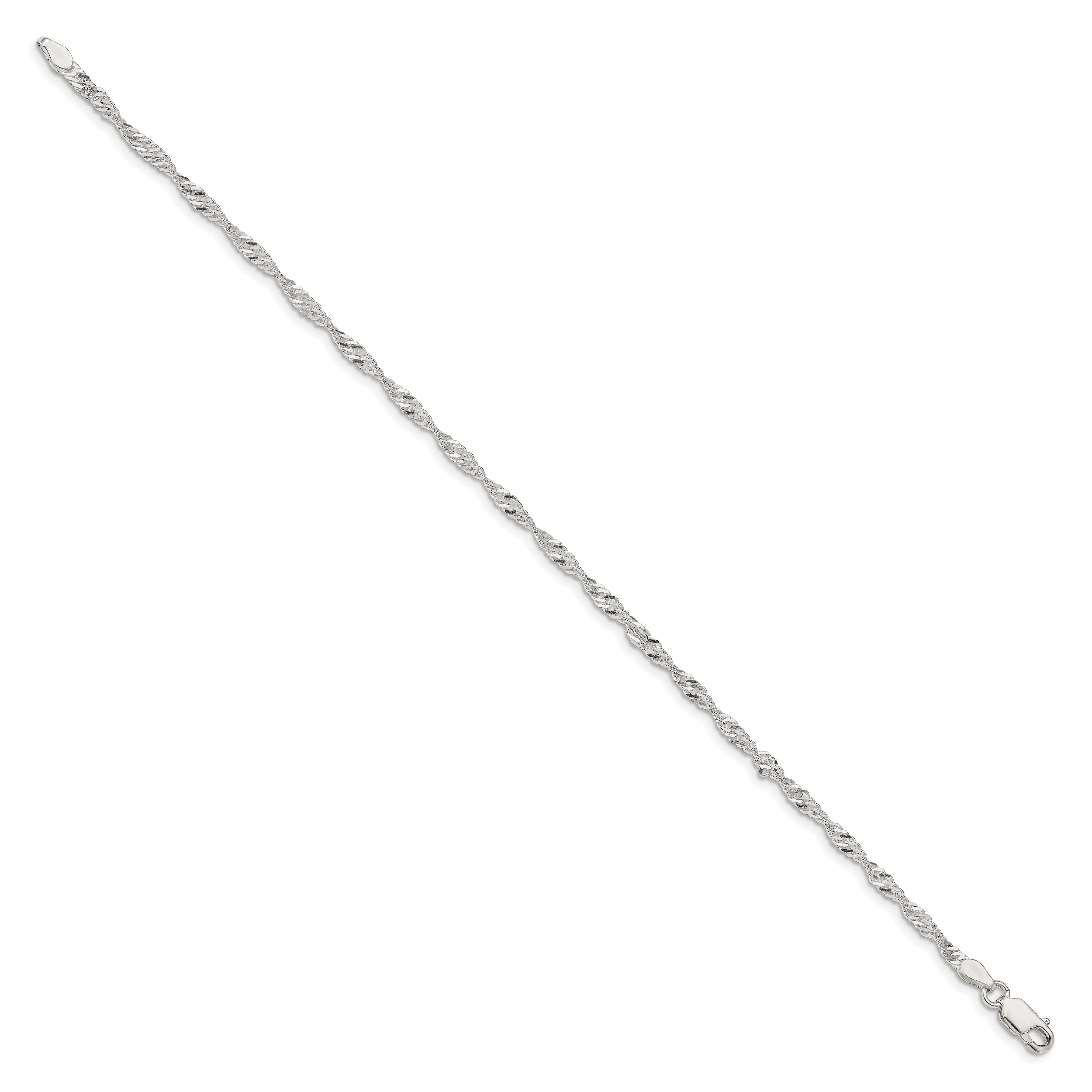 8 Inch Sterling Silver 2.25mm Singapore Chain Bracelet