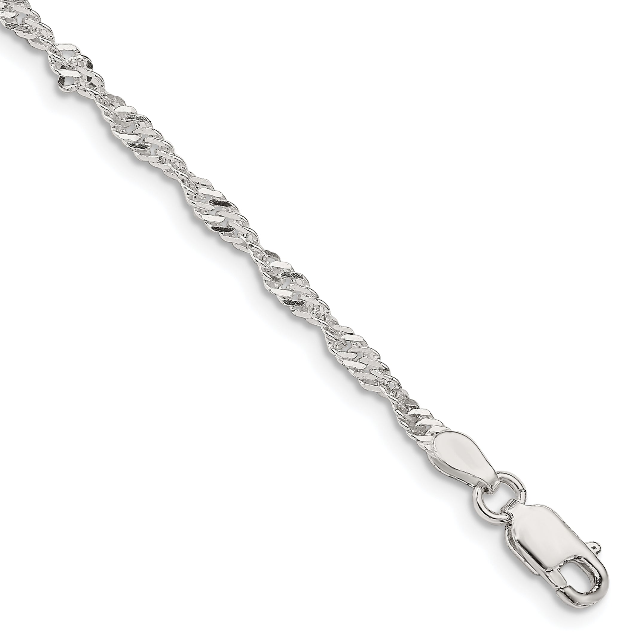 7 Inch Sterling Silver 2.25mm Singapore Chain Bracelet