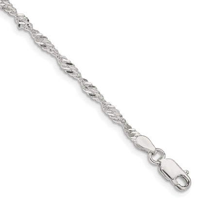 8 Inch Sterling Silver 2.25mm Singapore Chain Bracelet
