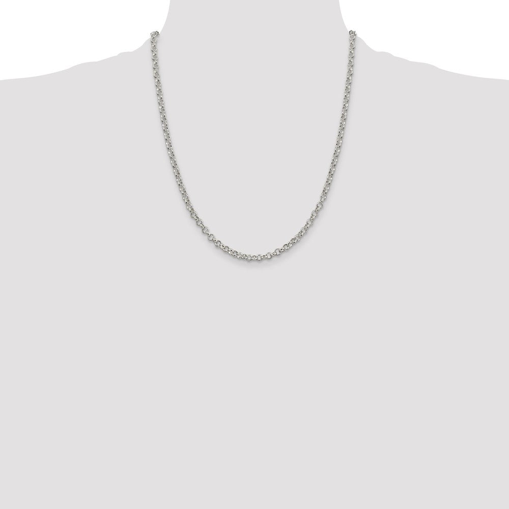 22 Inch Sterling Silver 4mm Rolo Chain Necklace