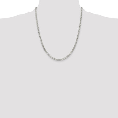 22 Inch Sterling Silver 4mm Rolo Chain Necklace