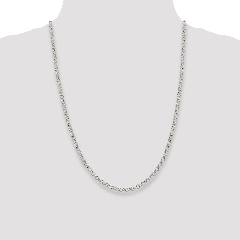 24 Inch Sterling Silver 4mm Rolo Chain Necklace