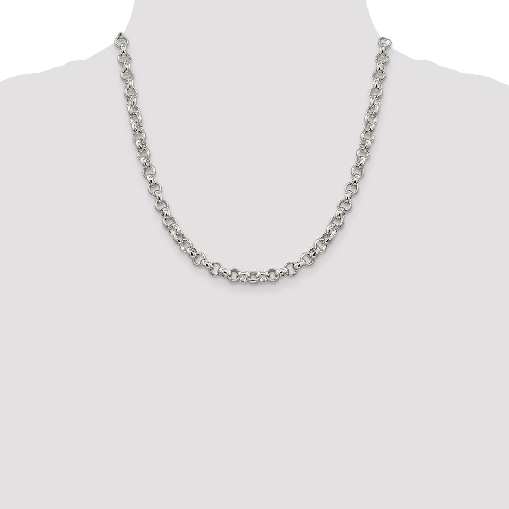 20 Inch Sterling Silver 6.75mm Rolo Chain Necklace
