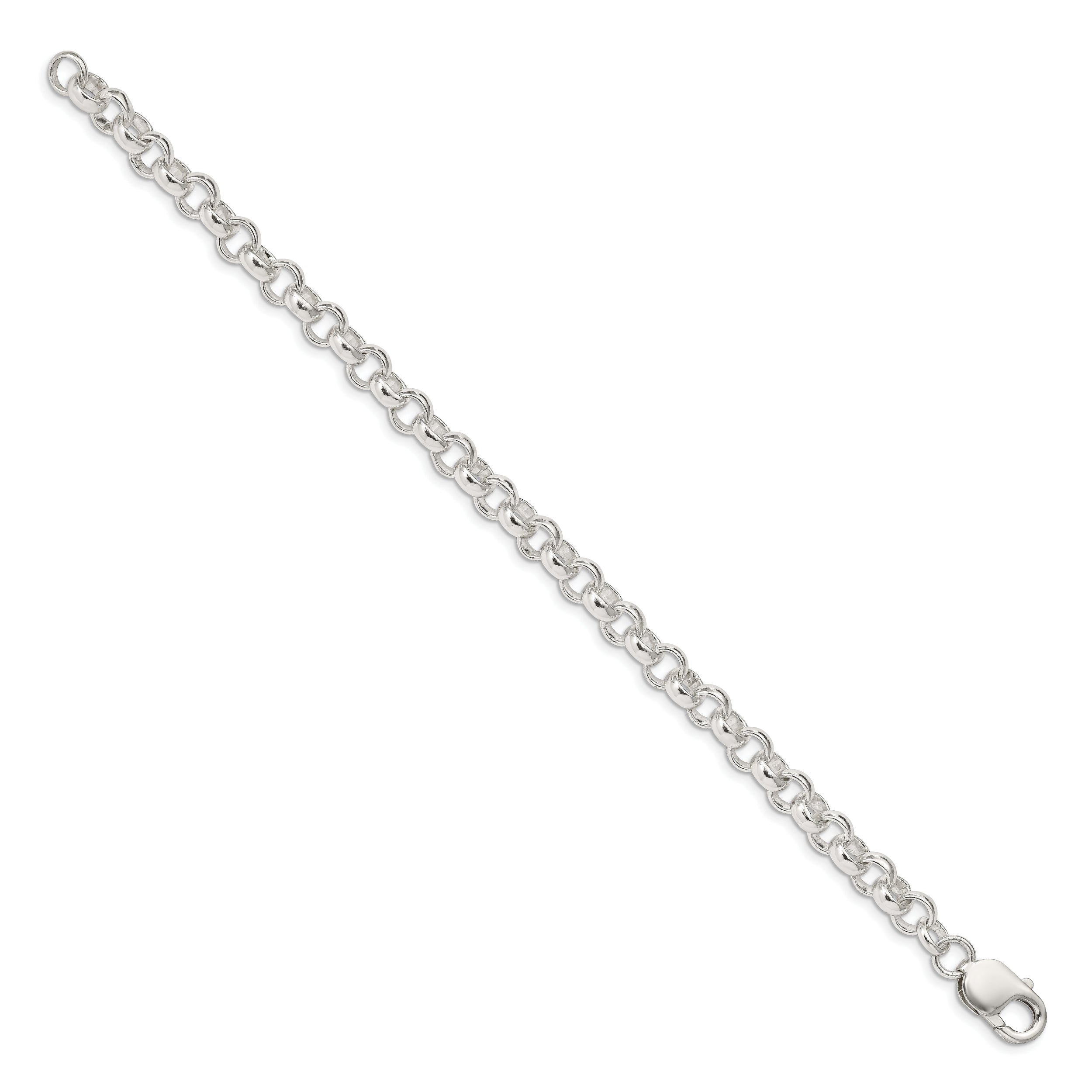 8 Inch Sterling Silver 6.75mm Rolo Chain Bracelet
