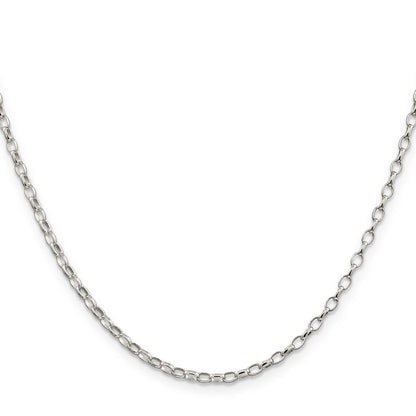 30 Inch Sterling Silver 2.5mm Oval Fancy Rolo Chain Necklace