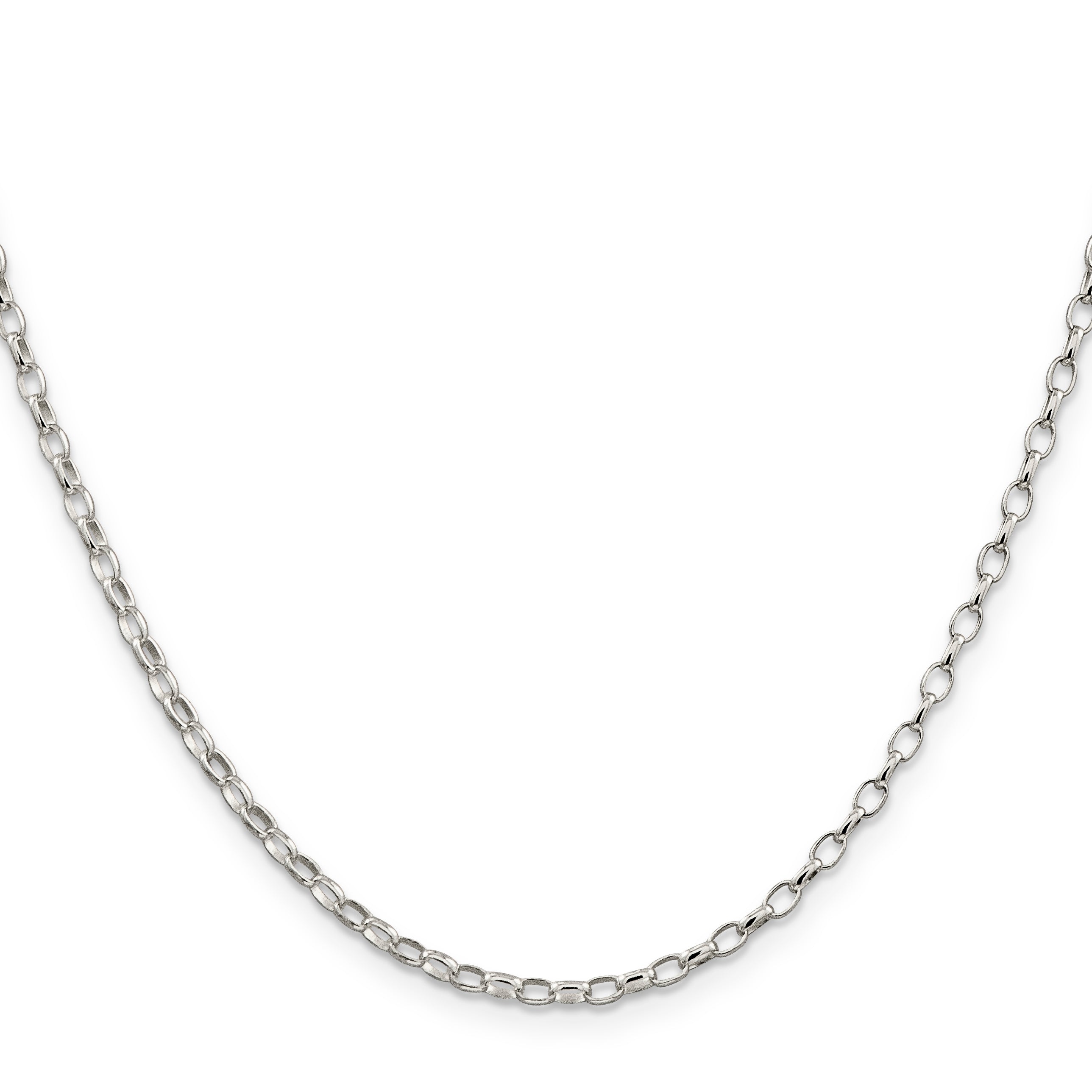 36 Inch Sterling Silver 2.5mm Oval Fancy Rolo Chain Necklace