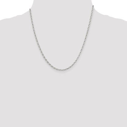 20 Inch Sterling Silver 2.5mm Oval Fancy Rolo Chain Necklace