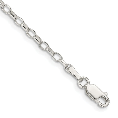 9 Inch Sterling Silver 2.5mm Oval Fancy Rolo Chain Anklet
