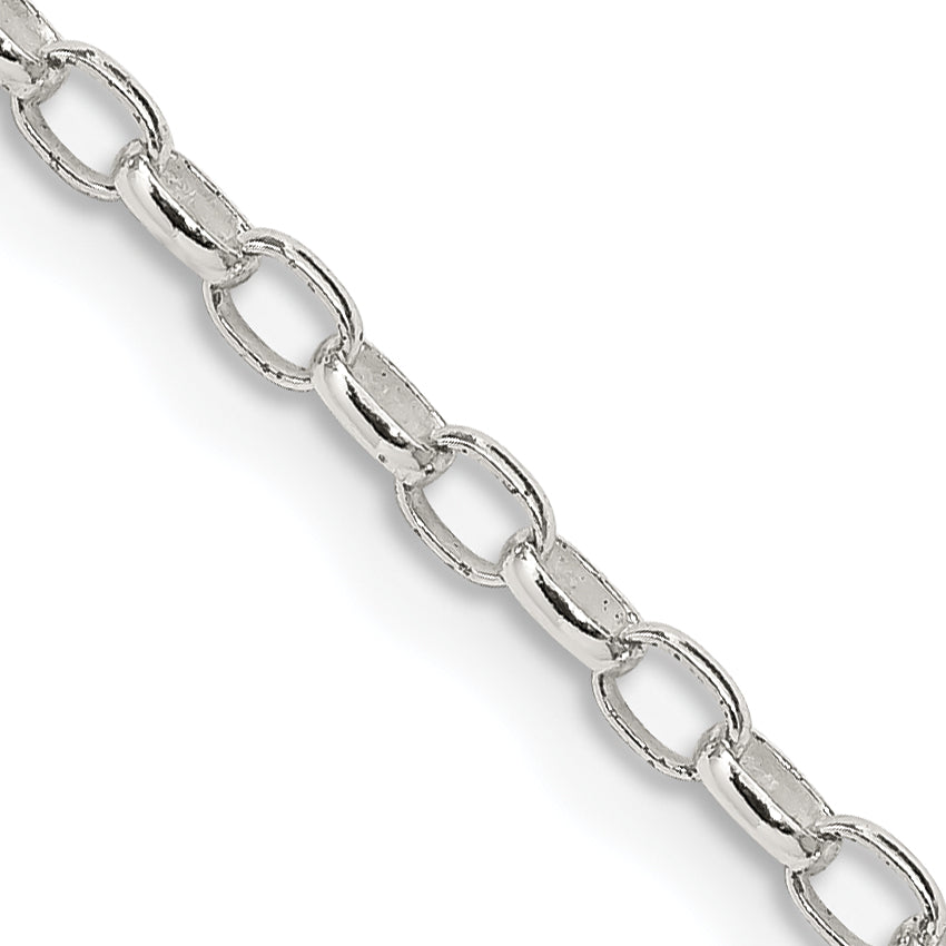 20 Inch Sterling Silver 2.5mm Oval Fancy Rolo Chain Necklace