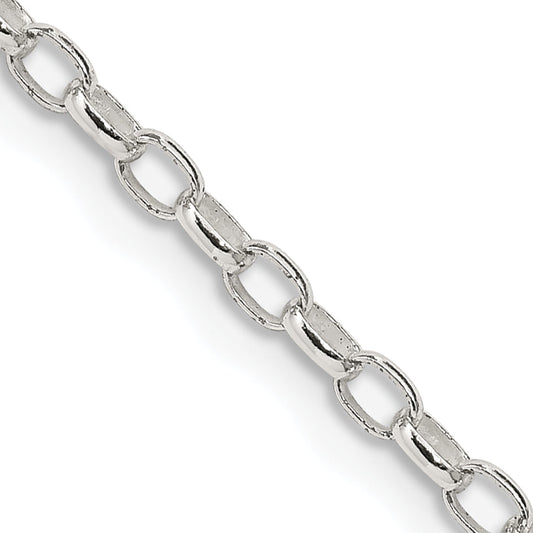 30 Inch Sterling Silver 2.5mm Oval Fancy Rolo Chain Necklace