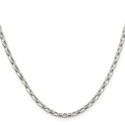 16 Inch Sterling Silver 3.2mm Oval Fancy Rolo Chain Necklace