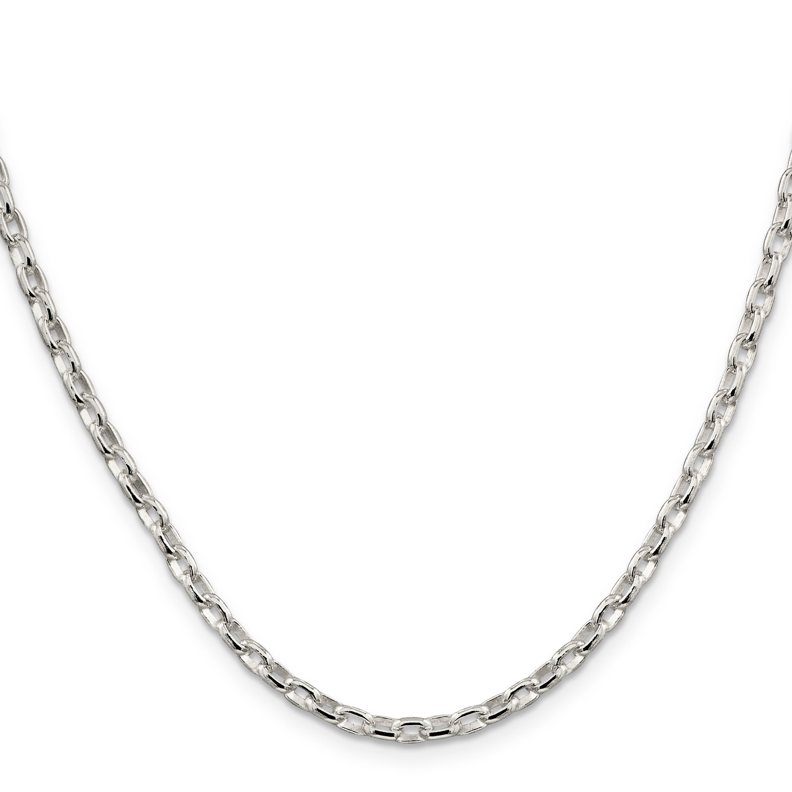 24 Inch Sterling Silver 3.2mm Oval Fancy Rolo Chain Necklace