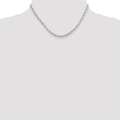 16 Inch Sterling Silver 3.2mm Oval Fancy Rolo Chain Necklace
